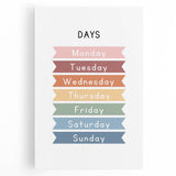 Days of the Week Typography Art Print – Colorful Weekly Wall Art