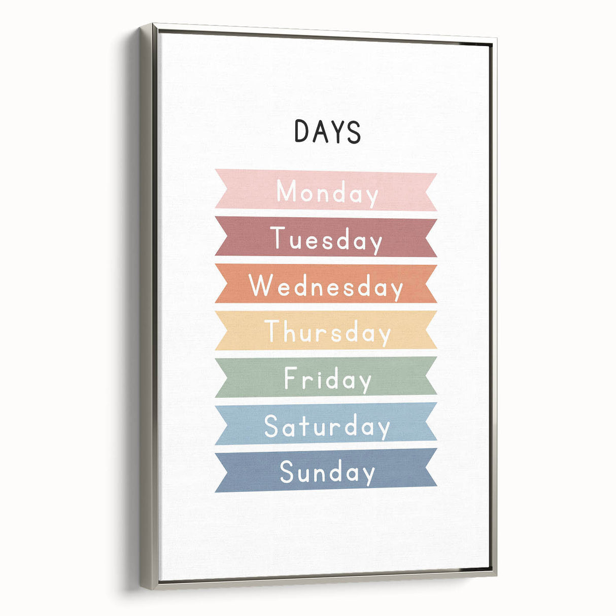 Days of the Week Typography Art Print – Colorful Weekly Wall Art