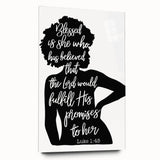 Inspirational Typography Art - Luke 1:45 "Blessed" Canvas Print