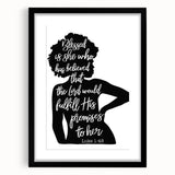 Inspirational Typography Art - Luke 1:45 "Blessed" Canvas Print