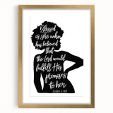 Inspirational Typography Art - Luke 1:45 "Blessed" Canvas Print