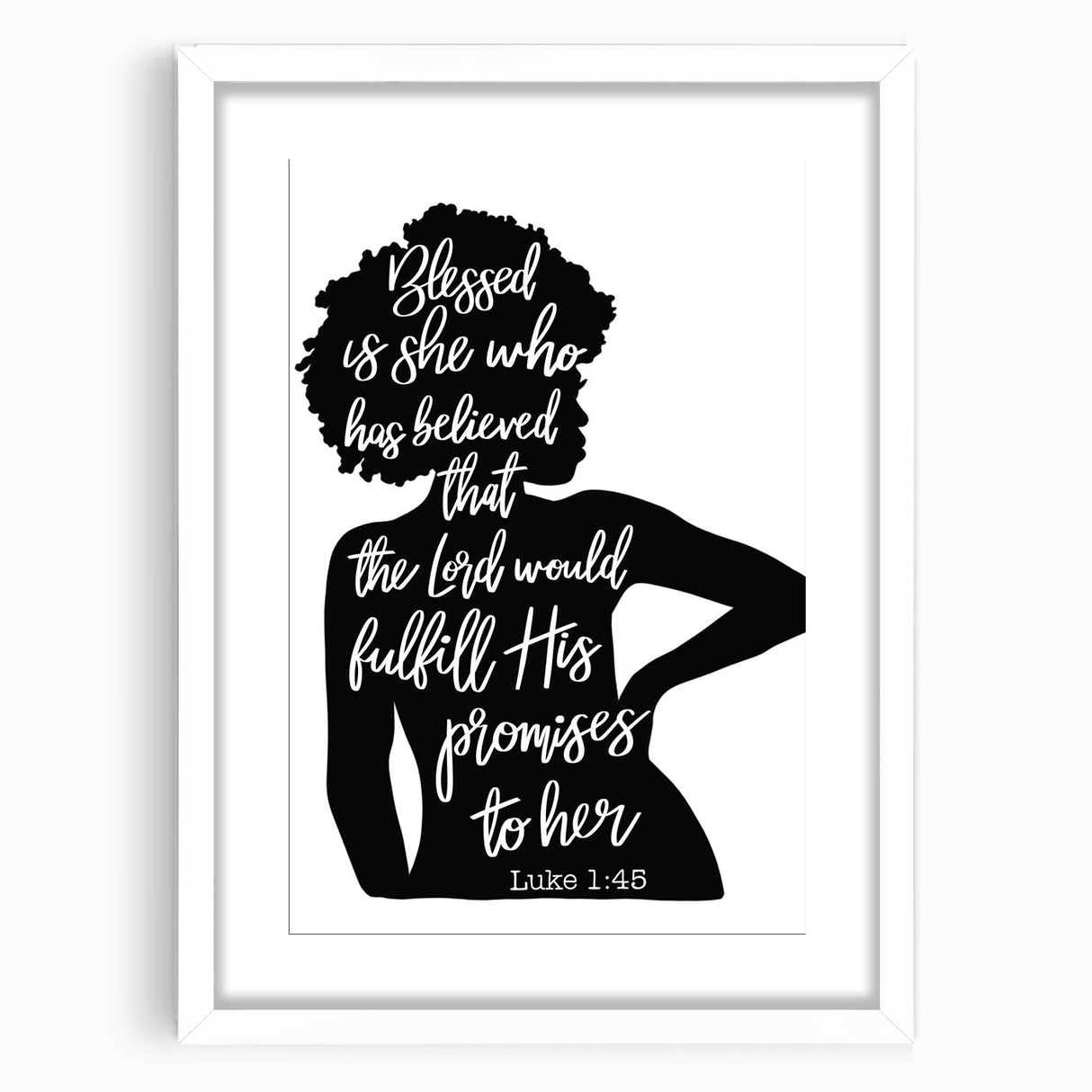 Inspirational Typography Art - Luke 1:45 "Blessed" Canvas Print