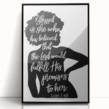 Inspirational Typography Art - Luke 1:45 "Blessed" Canvas Print