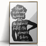 Inspirational Typography Art - Luke 1:45 "Blessed" Canvas Print