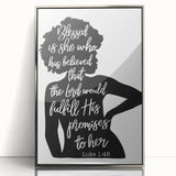 Inspirational Typography Art - Luke 1:45 "Blessed" Canvas Print