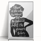 Inspirational Typography Art - Luke 1:45 "Blessed" Canvas Print