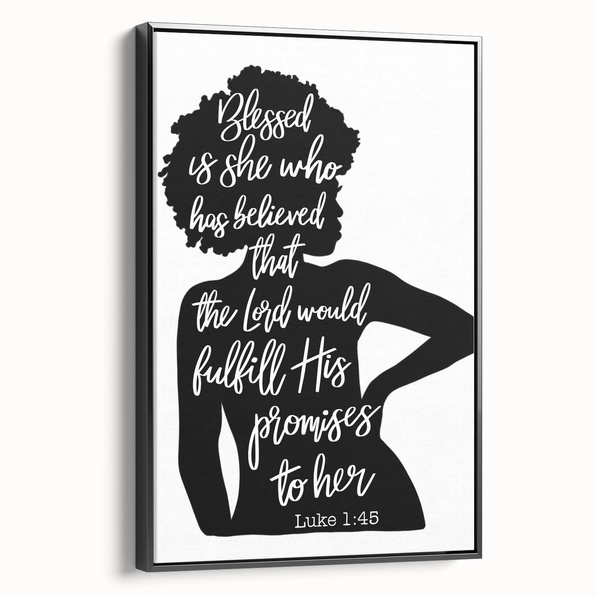 Inspirational Typography Art - Luke 1:45 "Blessed" Canvas Print