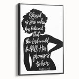 Inspirational Typography Art - Luke 1:45 "Blessed" Canvas Print
