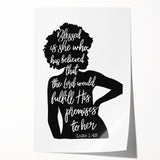 Inspirational Typography Art - Luke 1:45 "Blessed" Canvas Print