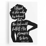 Inspirational Typography Art - Luke 1:45 "Blessed" Canvas Print