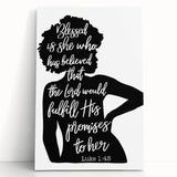 Inspirational Typography Art - Luke 1:45 "Blessed" Canvas Print