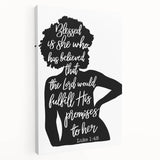 Inspirational Typography Art - Luke 1:45 "Blessed" Canvas Print