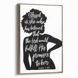 Inspirational Typography Art - Luke 1:45 "Blessed" Canvas Print