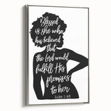 Inspirational Typography Art - Luke 1:45 "Blessed" Canvas Print