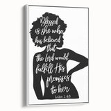Inspirational Typography Art - Luke 1:45 "Blessed" Canvas Print