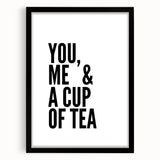 Modern Typography Wall Art - "You, Me & a Cup of Tea" Print