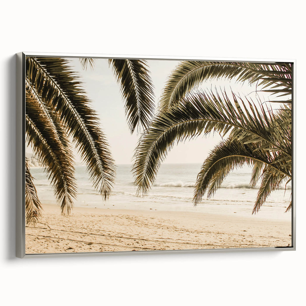 Landscape art painting on framed canvas depicting a summer scene with vibrant colors, ideal for living room decor.