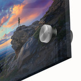 Close-up of a vibrant acrylic landscape artwork depicting caves, showcasing intricate textures and colors, ideal for modern home decor enthusiasts.