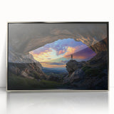 Framed acrylic artwork showcasing an abstract landscape design in silver tones, ideal for modern home decor. Perfect for adding elegance to any interior setting.