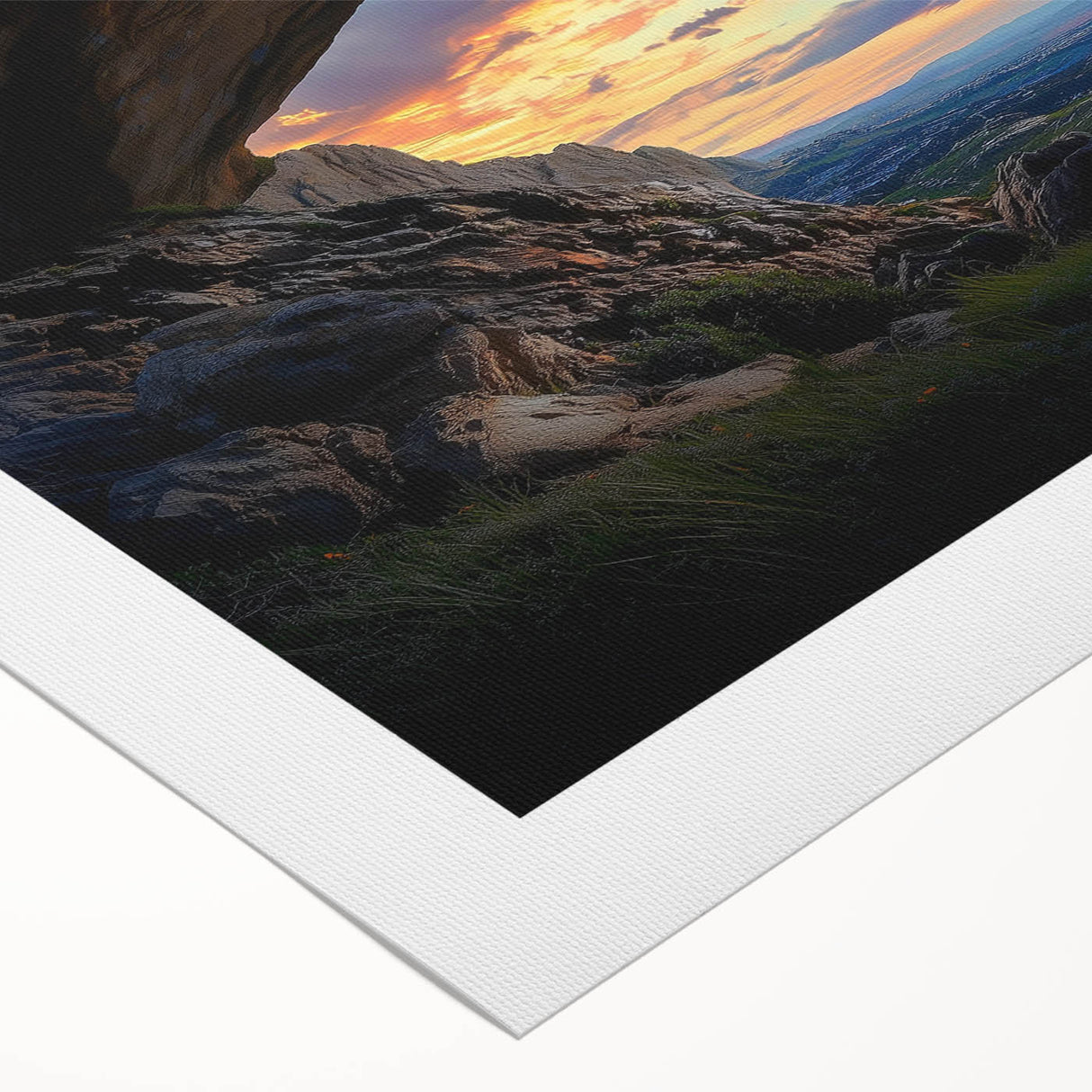 Stunning rolled canvas artwork showcasing a vibrant landscape with intricate cave formations, designed to enhance home decor; packaged securely for delivery.