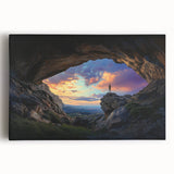 Stretched canvas artwork showcasing a vibrant landscape with intricate cave formations, perfect for home decor or art enthusiasts looking to enhance their space.