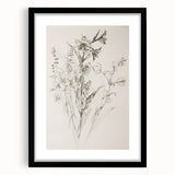 Minimalist Floral Living Room Wall Art – Black & White Sketch