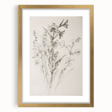 Minimalist Floral Living Room Wall Art – Black & White Sketch