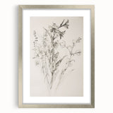 Minimalist Floral Living Room Wall Art – Black & White Sketch
