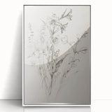 Minimalist Floral Living Room Wall Art – Black & White Sketch