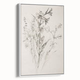Minimalist Floral Living Room Wall Art – Black & White Sketch