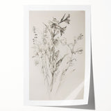Minimalist Floral Living Room Wall Art – Black & White Sketch