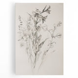 Minimalist Floral Living Room Wall Art – Black & White Sketch