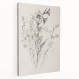 Minimalist Floral Living Room Wall Art – Black & White Sketch