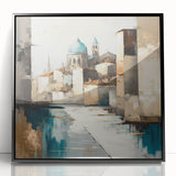 Framed abstract architecture wall art in black acrylic, showcasing geometric shapes and lines against a minimalist background, perfect for modern home decor.