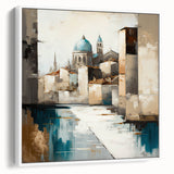 Framed abstract architecture wall art in a white setting, showcasing geometric shapes and lines with a modern aesthetic, ideal for contemporary decor.