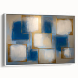 Framed abstract geometric canvas artwork showcasing a white color palette and sharp angles, ideal for modern home decor. Perfect for enhancing contemporary interiors.