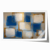 Abstract geometric wall art print on rolled canvas, showcasing vibrant colors and intricate patterns, ideal for modern home decor and artistic interiors.