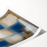 Abstract geometric rolled print showcasing vibrant colors and dynamic shapes, packaged in a durable tube for safe storage and transport. Ideal for modern art enthusiasts looking to elevate their home decor.