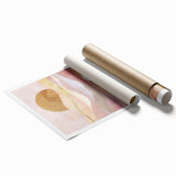 Abstract landscape wall art print showcasing vibrant colors and fluid shapes, rolled and ready for framing, perfect for modern home decor accents.