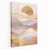 Abstract landscape wall art on stretched canvas, showcasing vibrant colors and textured layers, perfect for modern home decor. Side view highlights depth and craftsmanship.