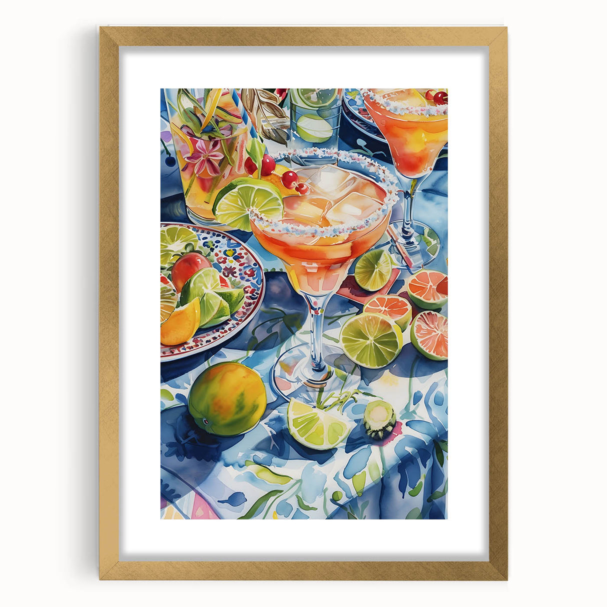 Extra large abstract art print featuring textured swirls in gold and black, framed with mat, ideal for living room decor.