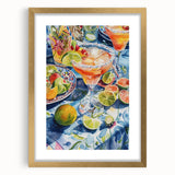 Extra large abstract art print featuring textured swirls in gold and black, framed with mat, ideal for living room decor.