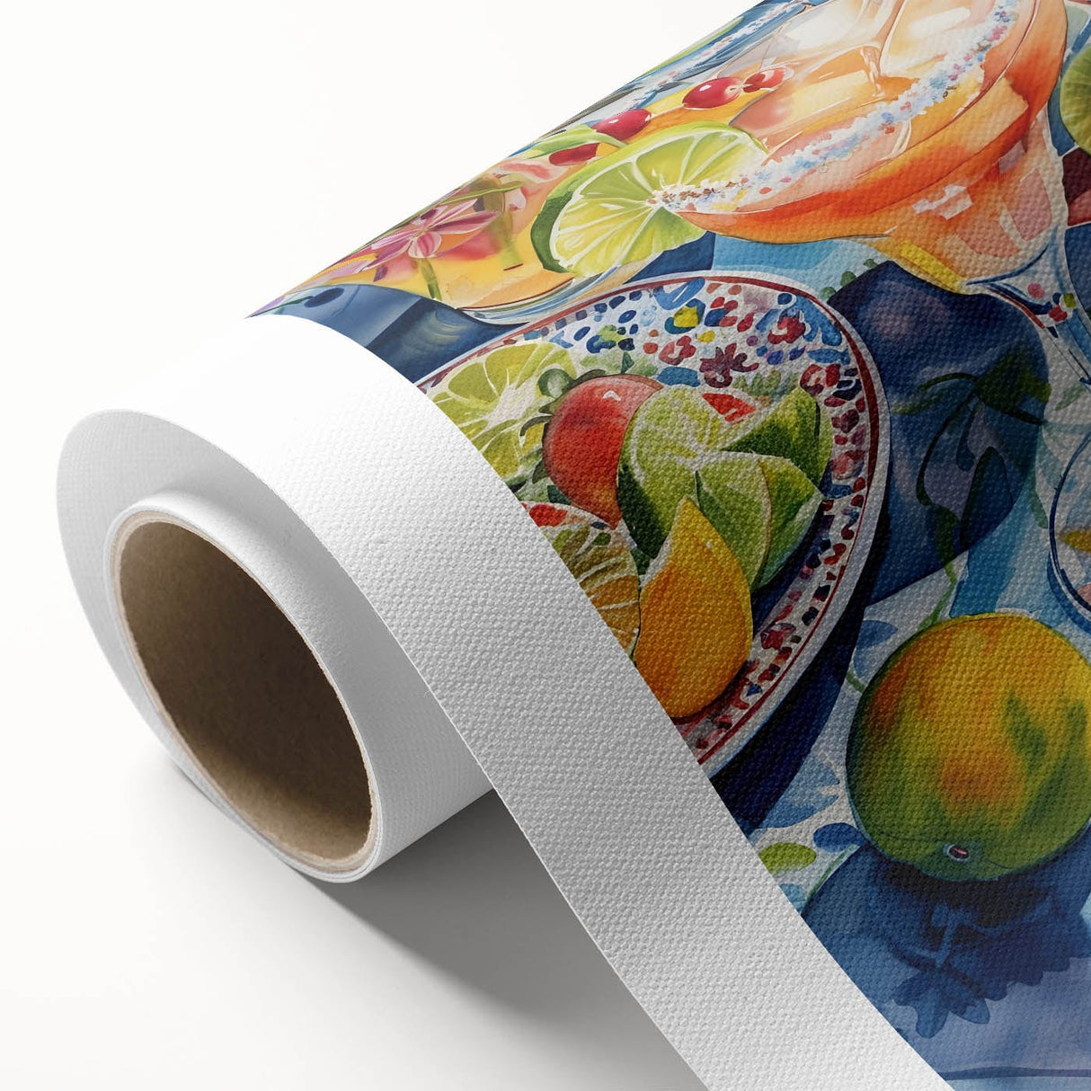 Art deco poster featuring a stylized cocktail, in pastel shades on rolled canvas, ideal for dining room decor.