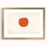Extra large abstract art print featuring textured fruits in vibrant colors, framed in gold, ideal for living room decor.