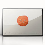 Large abstract wall art featuring assorted fruits in bold colors on a black acrylic framed print.