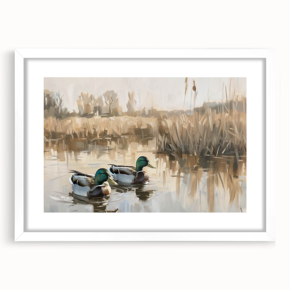 Stretched Canvas Art for Kids - Mallard Ducks on the Lake