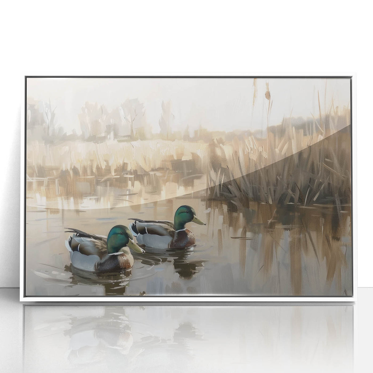 Stretched Canvas Art for Kids - Mallard Ducks on the Lake