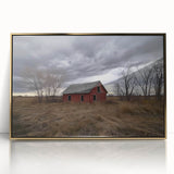 Barn-framed acrylic art piece showcasing a serene landscape scene with golden hues, perfect for home decor. The artwork enhances rustic interiors and evokes tranquility.
