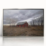 Barn-framed acrylic silver landscape artwork showcasing a serene rural scene with vibrant colors and intricate details, perfect for home decor or office settings.