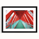 Black landscape bridge frame with a mat, showcasing a sleek front view, ideal for displaying artwork or photographs in modern decor settings.
